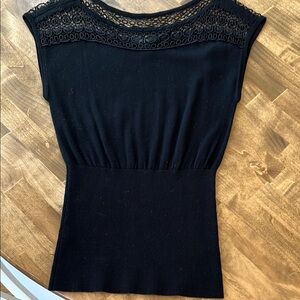 Elegant Black Lace Trim Top XS
